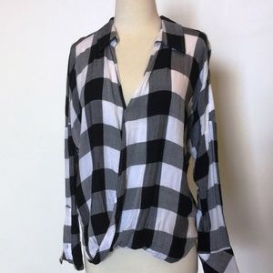 Noir Black White Buffalo Check Blouse
